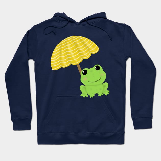 Frog under beach umbrella Hoodie by Becky-Marie